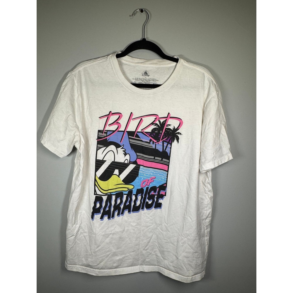 Disney Donald Duck Bird of Paradise Graphic T-Shirt White Retro 80s Style